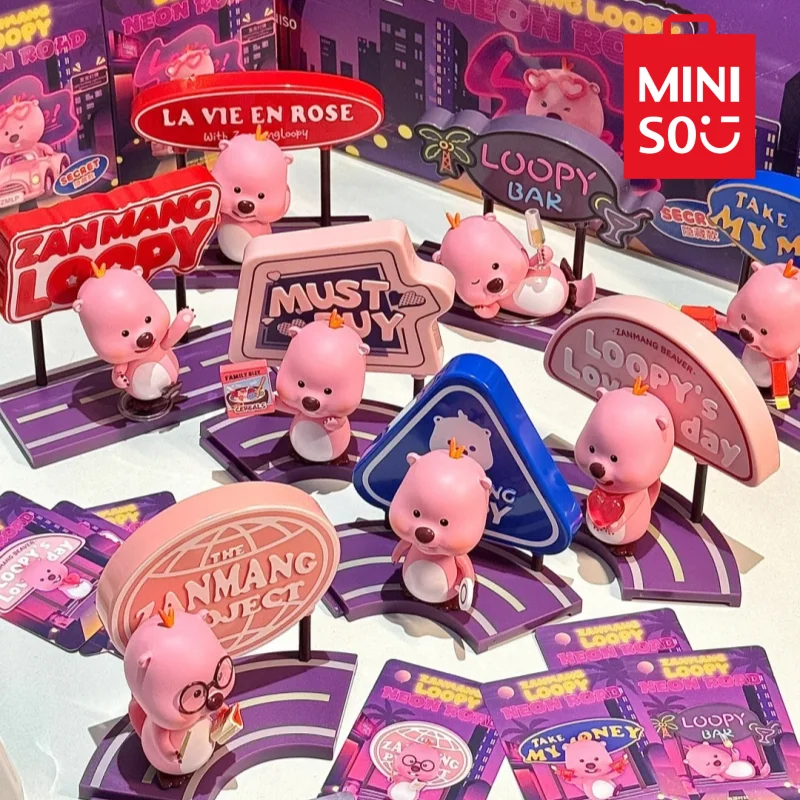 

Miniso Loopy Series неоновые дороги, милые Мультяшные украшения, модная коллекция игрушек ручной работы, декоративный подарок на день рождения