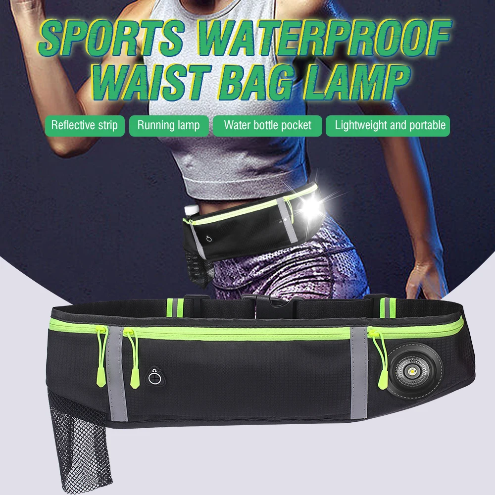 Boruit pacote de cintura esportes lâmpada correndo cinto saco da cintura luz à prova dwaterproof água fanny pacote cinto carteira portátil suporte do telefone ginásio