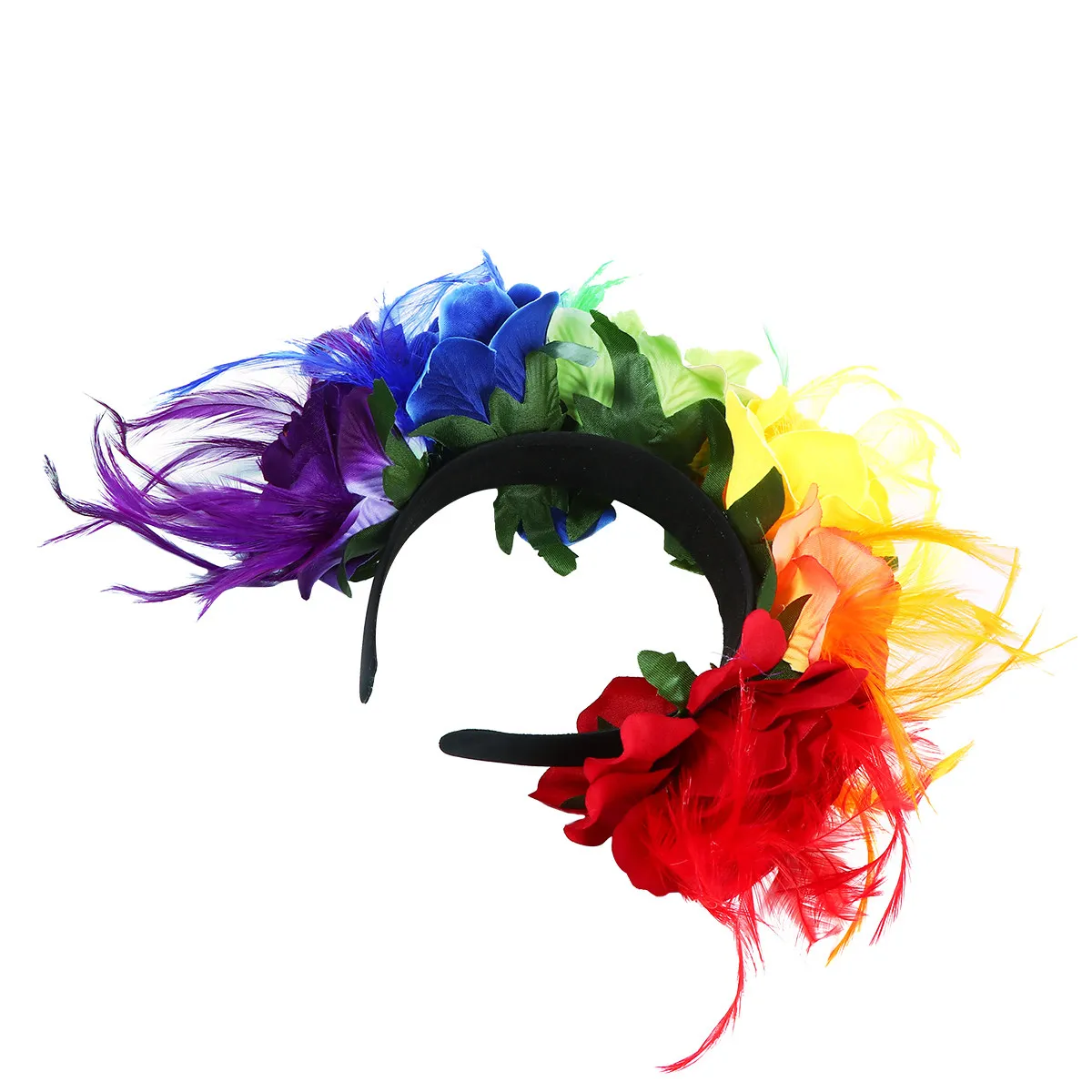 

Обруч для волос с розами, красочная повязка на голову с цветами для женщин и девочек, украшение для головы на фестиваль, свадьбу, пляж, Хэллоуин