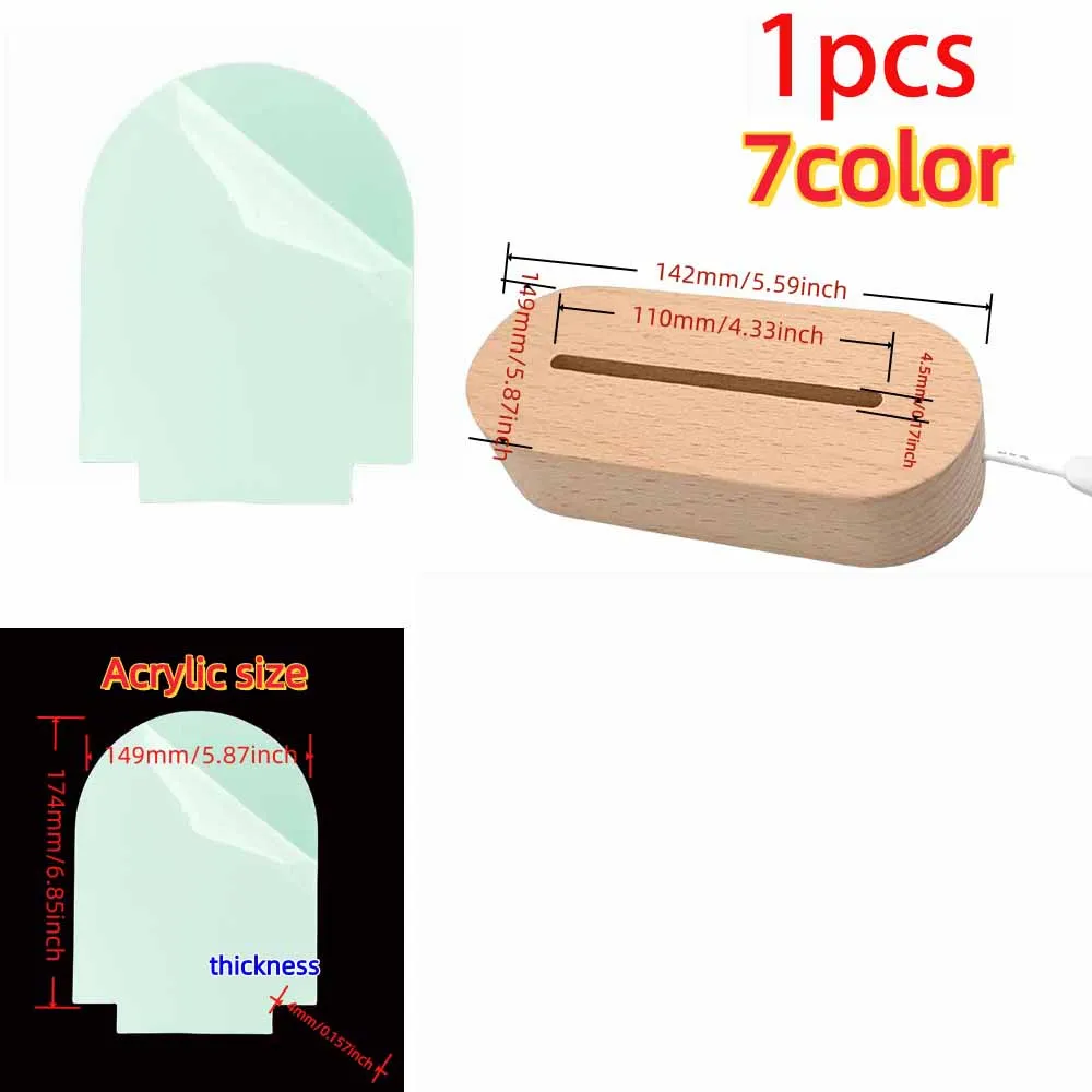Base Led de madera de 4,5mm alimentada por USB, luces que cambian de 3 colores para lámparas de noche de plexiglás acrílico, regalos de vacaciones para niños