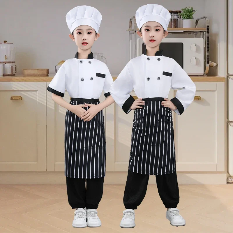 Kids Chef Outfit Set Kindergarten Craft Class Baking Little Chef  Roleplay Uniform Costume Cook Hat Boys and Girls Performance view 2