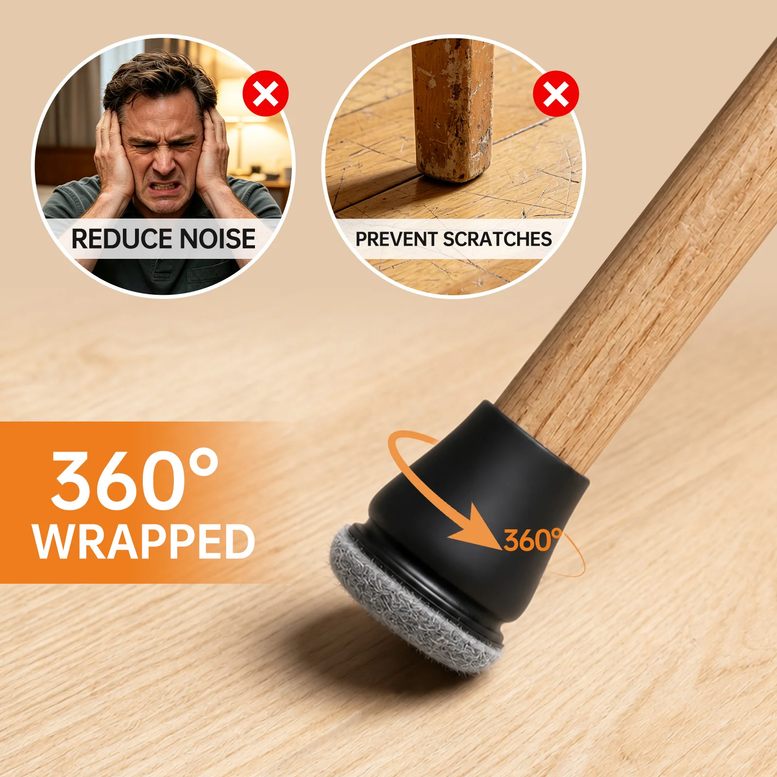 8PCS Chair Leg Floor Protector Felt Foot Cover Diagonal With Thick Wrap Felt Pads Silicone Furniture Table Feet for Hardwood