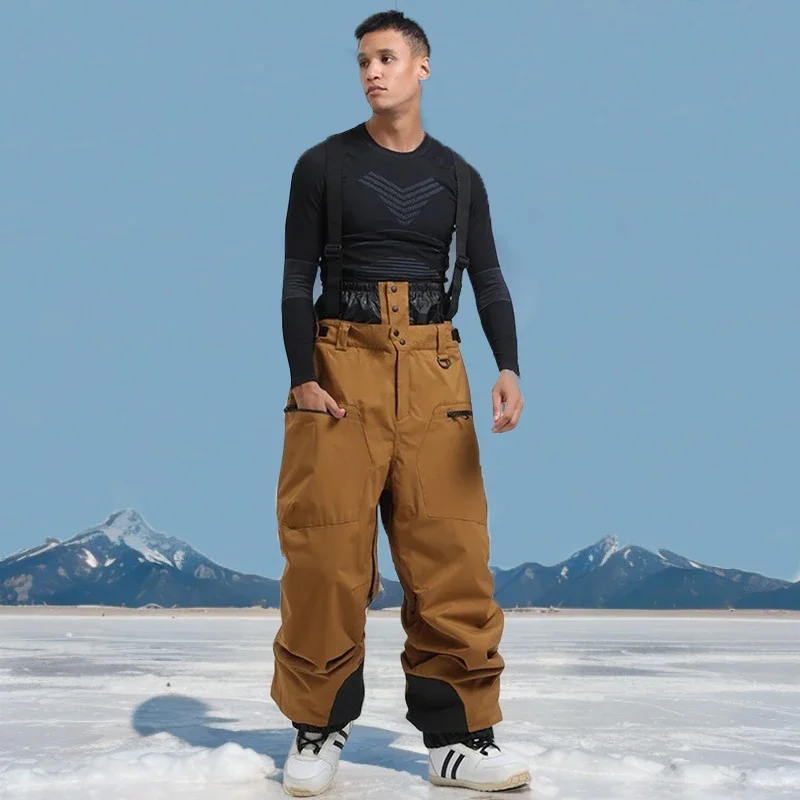 

New Men Skiing Pants Winter Thickening Warm Ski Overalls Windproof Snowboard Trousers Outdoor Loose Snow Clothes Waterproof Pant