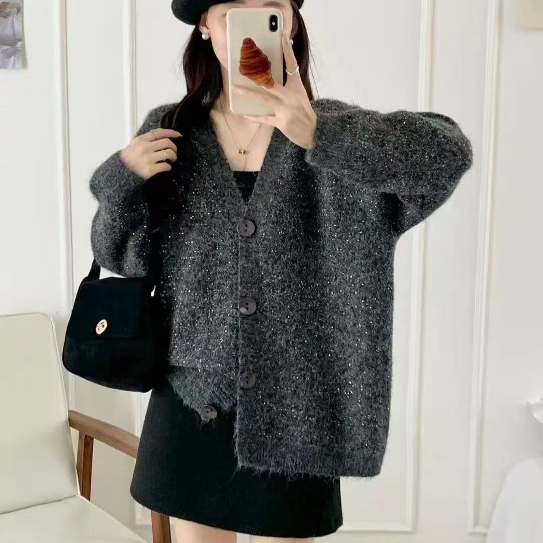 ay Long Sve Pullover Cardigan Lazy Sle Damen Plus Size Strickoberteil Herbst Faion Big Size Damen Wärmekleidung