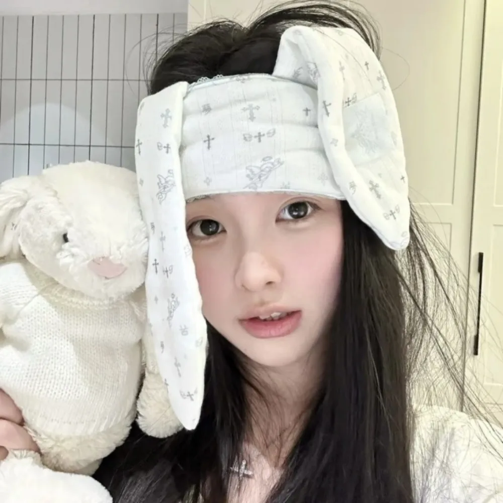 

Unique Stretchy Lop Ear Rabbit Headband Soft Cartoon Bunnies Eye Shade Kawaii Sweet Rabbit Blindfold Hair Styling Accessory