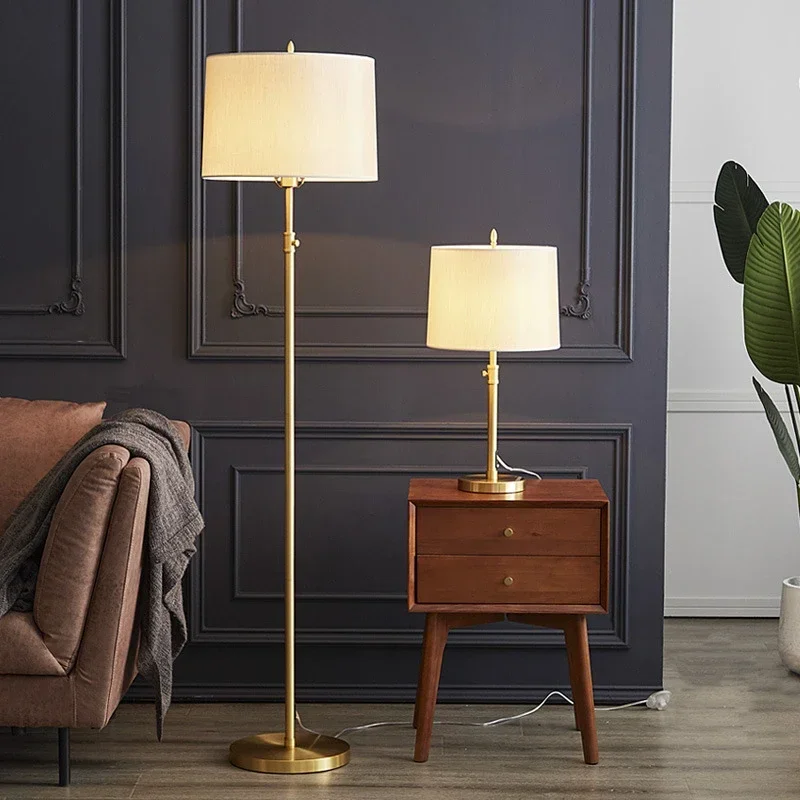 

All Copper American Living Room Floor Lamp Study and Bedroom Bedside Lamp Vertical Table Lamp Modern Simple and Light Luxury Lam
