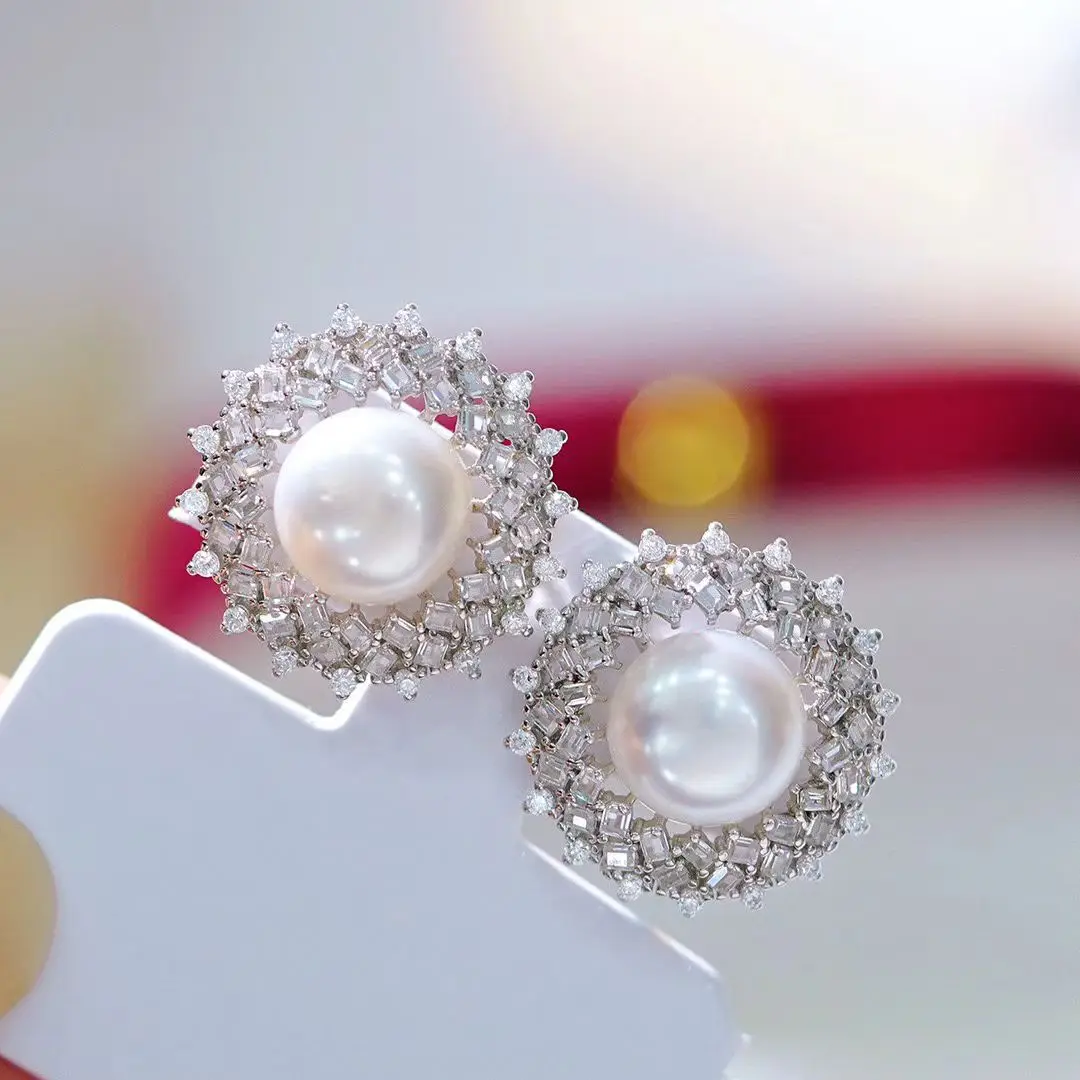 Wholesale S925 Sterling Silver Earrings Mount Findings Settings Base Mounting Parts Accessory for 10-11mm Pearls 5 pairs/lot