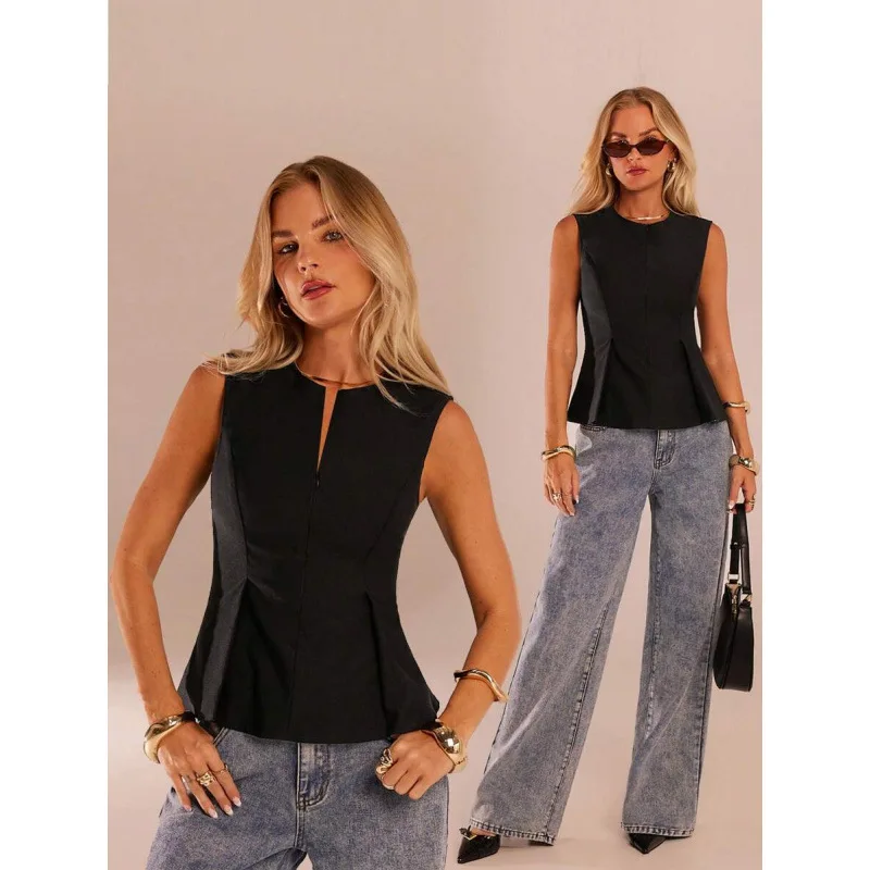 

Women's Sleeveless Casual Vest 2026 Spring Fashion Inner Wear Standard Length Other Material 100% Cross-Border Item