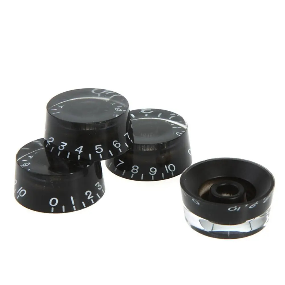 

4 PCS/ Set Round Guitar Knobs Volume Tone Control Knobs Rotary Knobs for Style Electric Guitar Parts Replacement (Black)