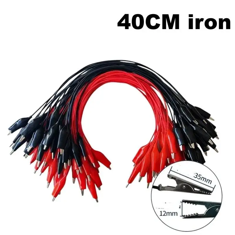 【2Pcs DIY Test Leads Double-ended Crocodile Test Clips Red Black Alligator Clips For Multimeter Measure Tool Lead Connector】