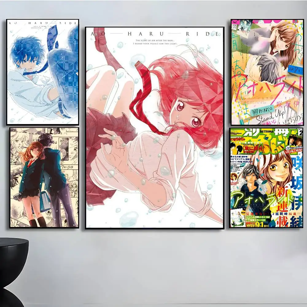 Blue Spring Ride Cartoon anime Poster Art With Prints Home bedroom living room decoration gift