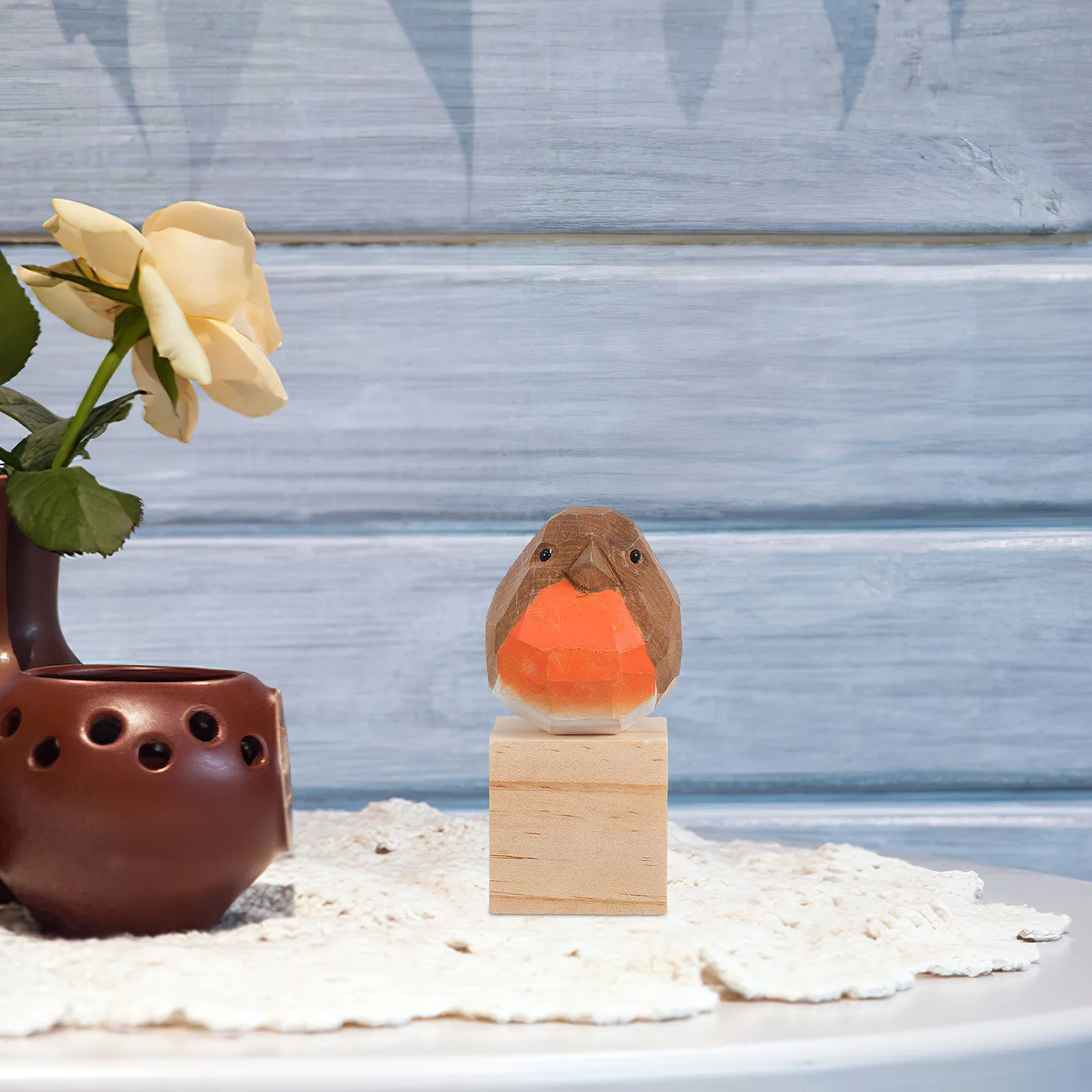 

Exquisite Wood Bird Decor Realistic Bird Ornament for Table Desktop Home Decoration Living Room Shelf Display Home Decoration