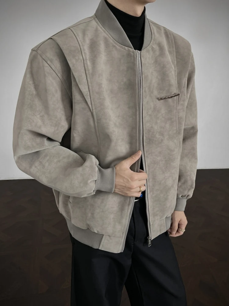 

Neecay Official Website Purified Eye Men's Early Morning Studio Workwear PU Leather Jaet Loose Fit Long Sve Zipper Clo...