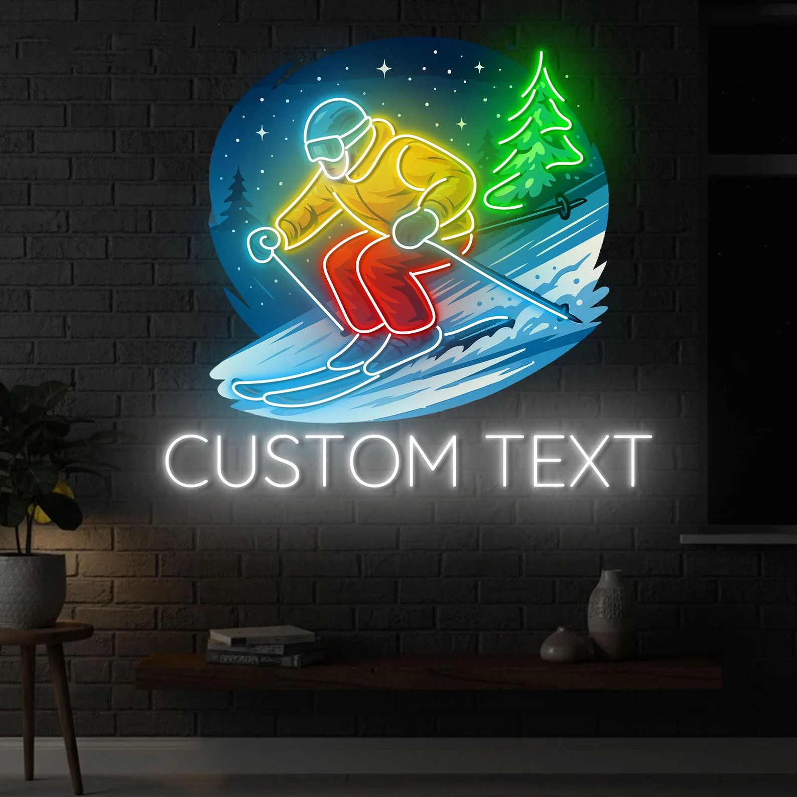 

Custom Text/Name Neon Sign,Snowmobile Neon,Winter Sports Neon Sign,Mountain Cabin Wall Decor,Man Cave Garage Neon,Mountain Neon