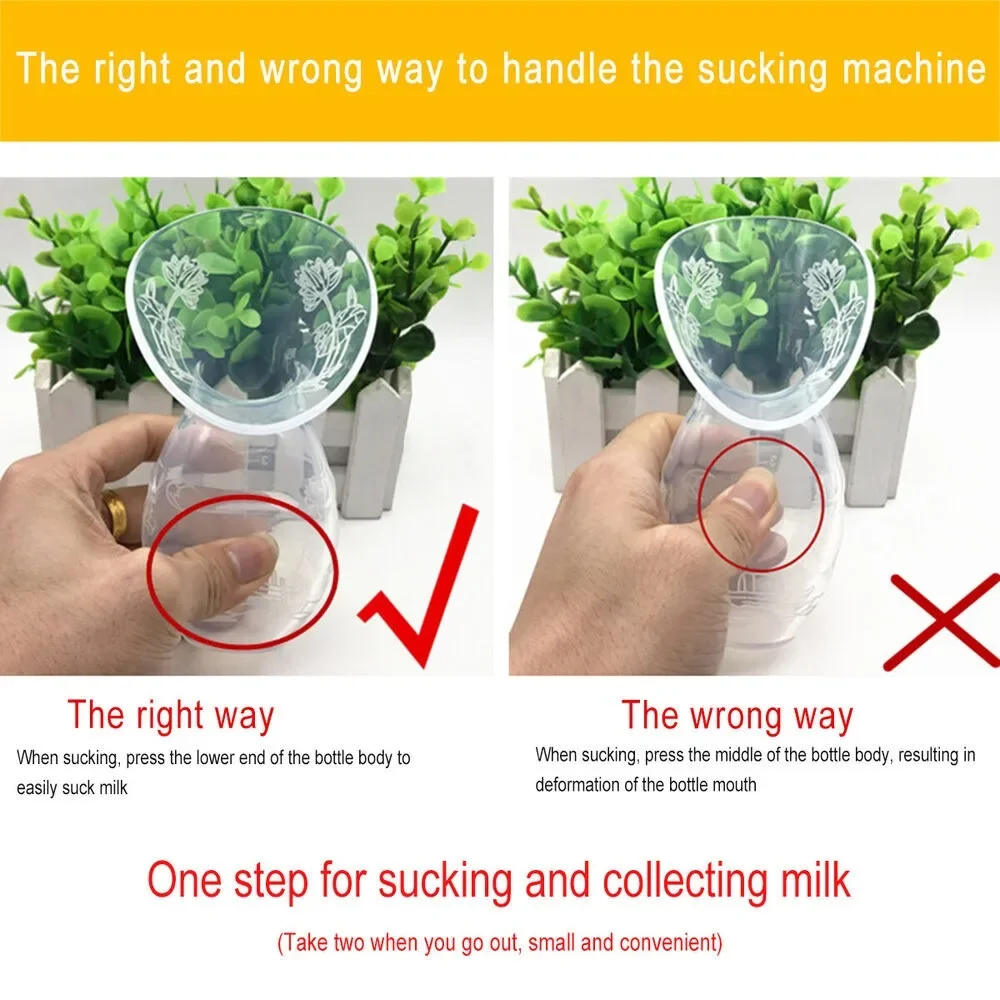 Silicone Manual Silicone Pumps One-handed Breast Milk Pump  Breastfeeding Breast Collector