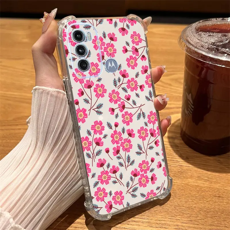 Flowering Season Transparent Phone Case For Motorola Moto G60 G82 G53 E20 E7 Power G10 G42 G40F G52 G30 G22 G20 G9 G8 Play Cover view 5