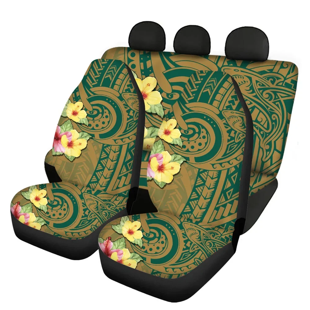 Kanaka Maoli Hibiscus Print Front/Back Car Seat Cover Full Set Ethnic Tribal Vehicle Seat Protector Car Accesories