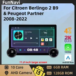 2 Din Radio samochodowe Android Stereo dla Citroen Berlingo 2 B9 Peugeot Partner 2008 - 2022 odtwarzacz nawigacja multimedialna GPS jednostka główna