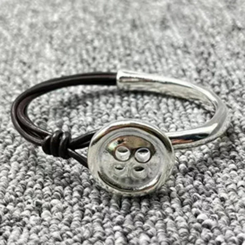 Luxury New European and American Original Fashion Electroplated 925 Silver Black Rope Combination Bracelet Unique Jewelry Gift