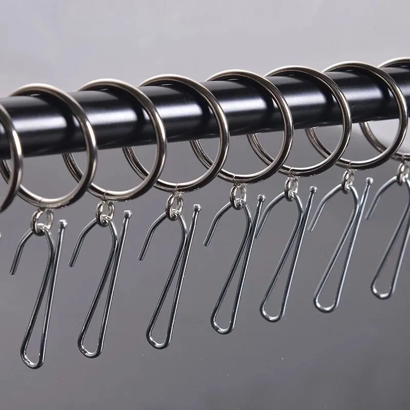 79 pcs Single Curtain Hooks, Living Room Curtain Rod, Silver Iron Material, Smooth Sliding Hook, Multipurpose