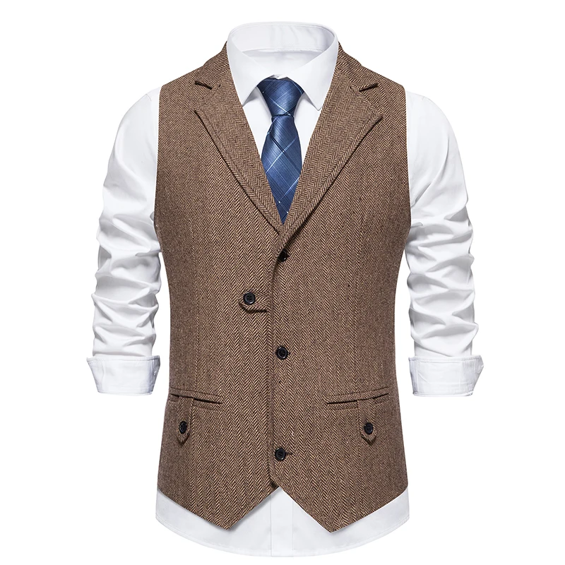 

Vest for Men Single-breasted Suit Vests Lapel Mens Sleeveless Waistcoat Vintage Formal Blazers Waistcoat for Wedding