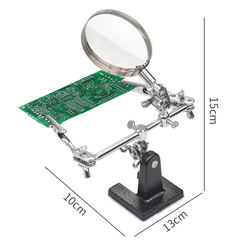 Soldering Iron Station Stand With 5X Welding Magnifying Glass 2 Alligator Clip Clamp Third Hand Helping Desktop Magnifier Repair