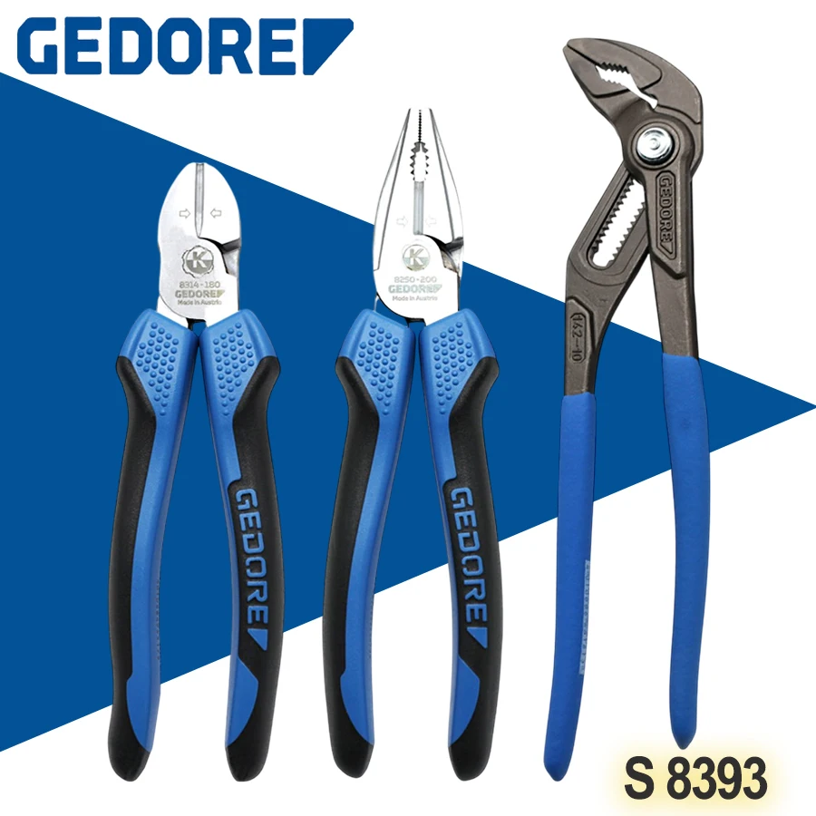 GEDORE 3-Pieces Multifunction Pliers Set Consisting of Side Cutter,Combination Pliers, Water Pump Pliers NO.S 8393