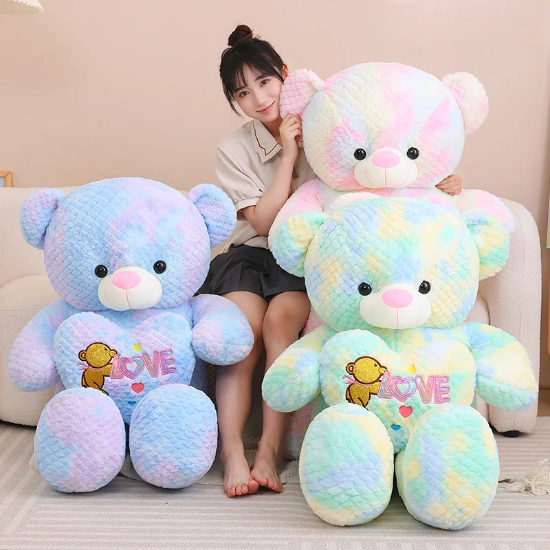 80/100m New Colourful Bear Plush Toy LOVE Stuffed Animals Plushies Soft Birthday Christmas Gift