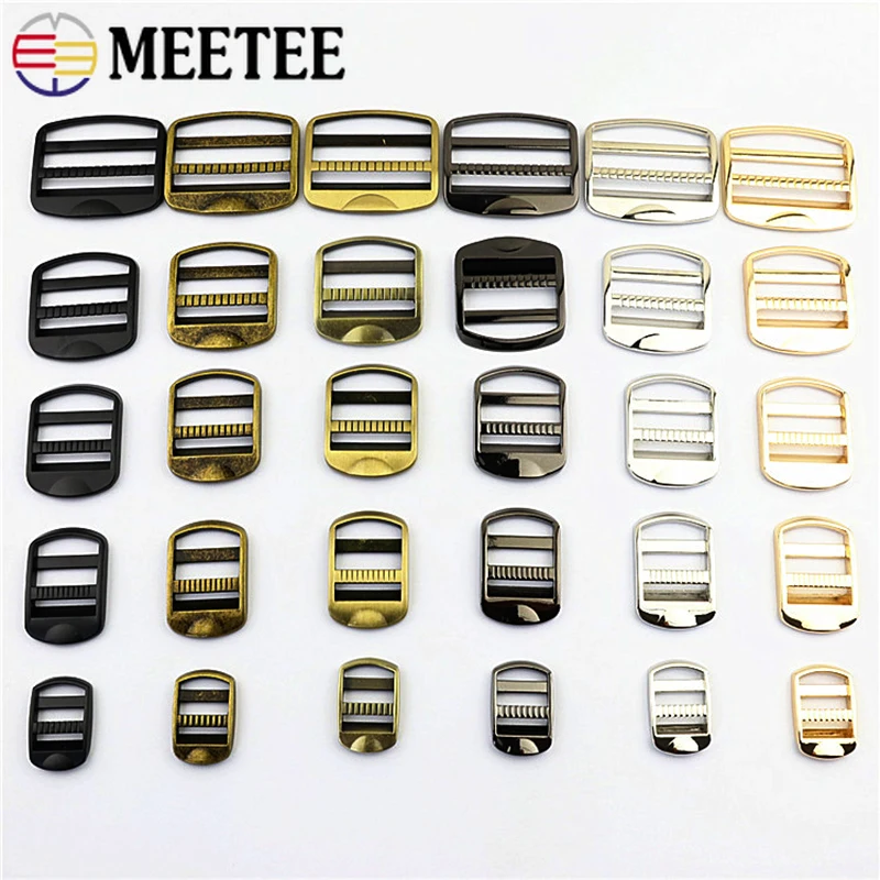 

10Pcs 19-50mm Webbing Straps Metal Buckles Backpack Adjustable Slider Clasp Belt Buckle Clothes Decoration Hook Bag Carabiner