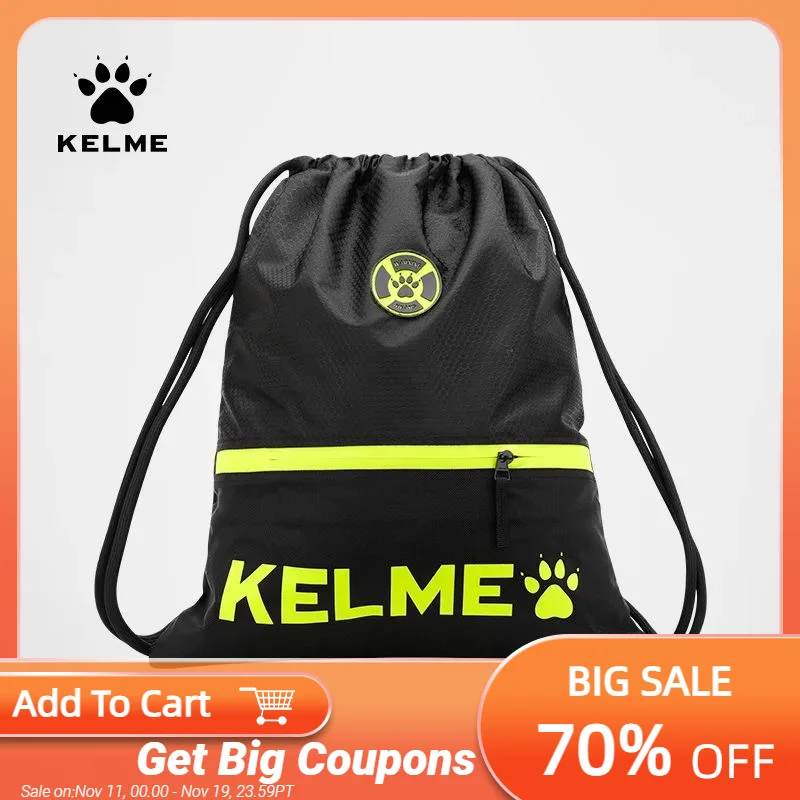 KELME Lightweight Drawstring Backpack Men's and Women's Sports Fitness Band Pocket Competition Storage Bag