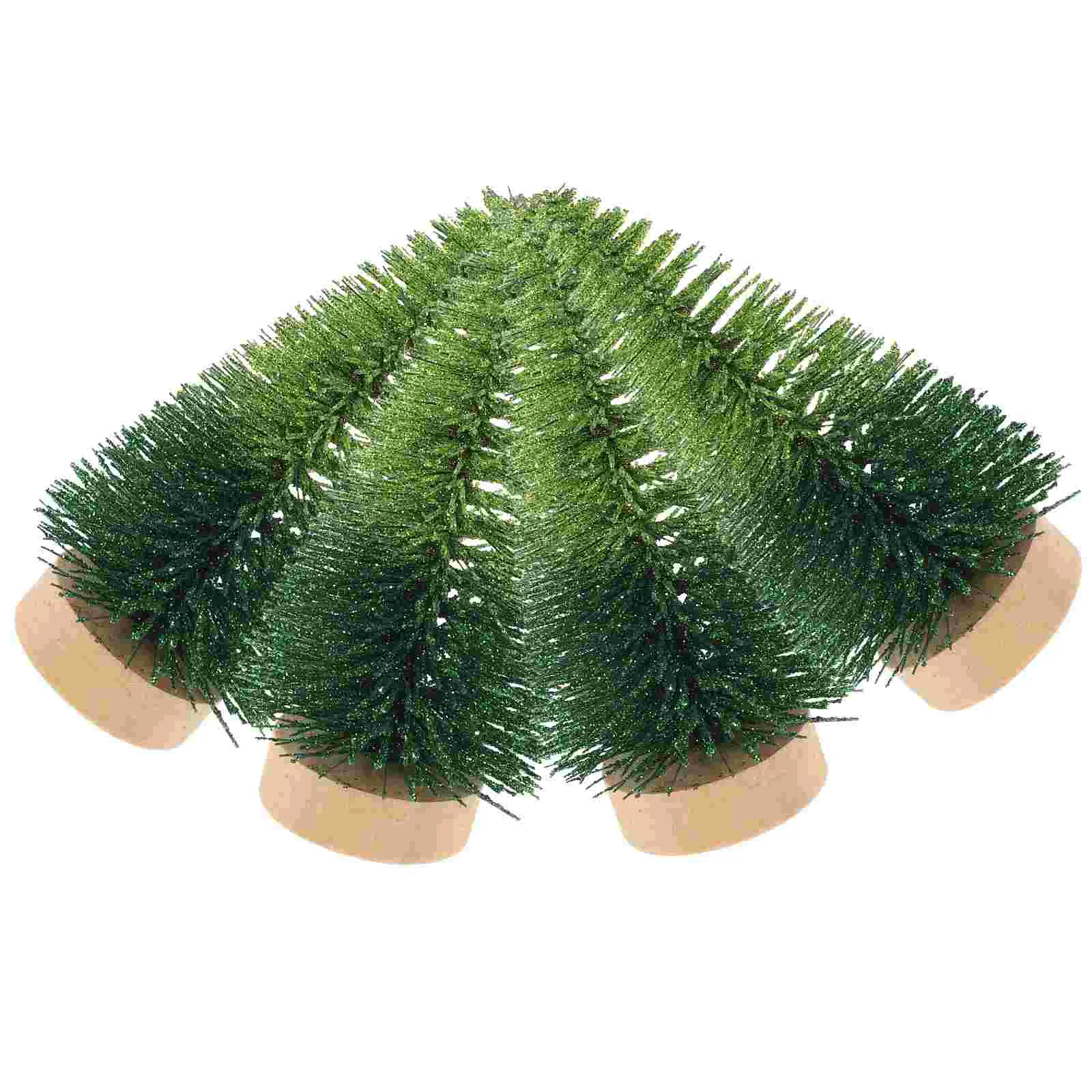 4 Pcs Mini Christmas Tree Xmas Ornament Tabletop Little Trees Decorative Small Decorations Sisal