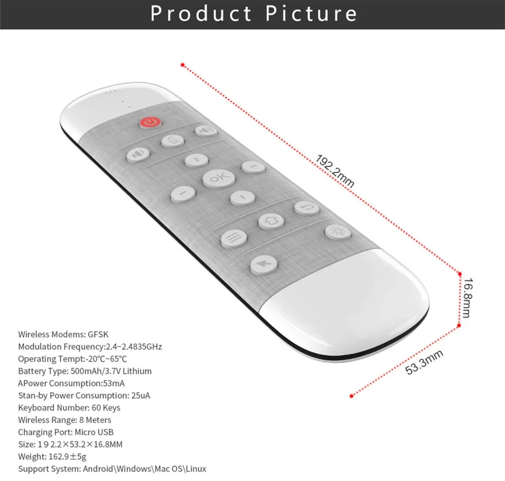Pop Q40 Voice Remote Control 2.4G Wireless Mini Backlight Keyboard With IR Learning Air Mouse For Gyros Google Assistant