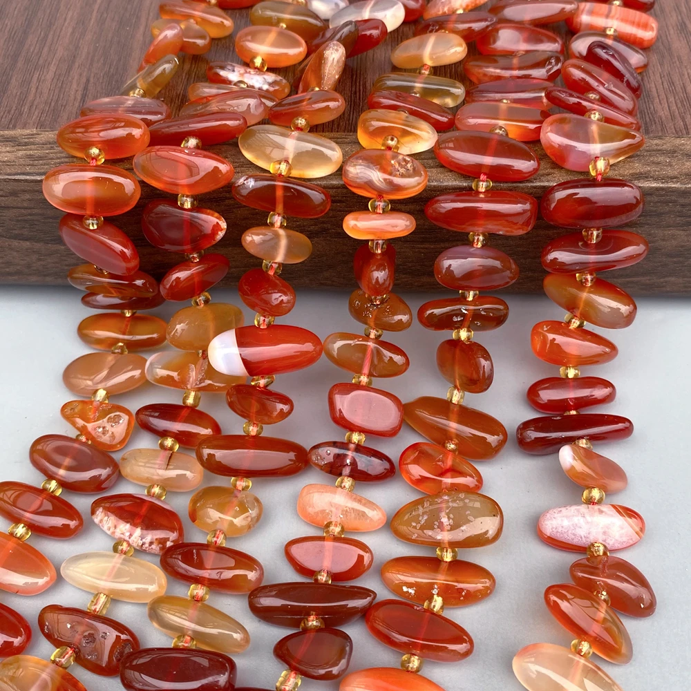 

5 Strands 7x18mm Natural Red Agate Smooth Freeform Shape Loose Beads 15.5" Strand