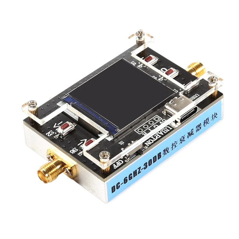 New Digital Programmable RF Attenuator Module TYPE-C Type 6G 30DB TFT Display CNC Housing Support Communication Attenuator