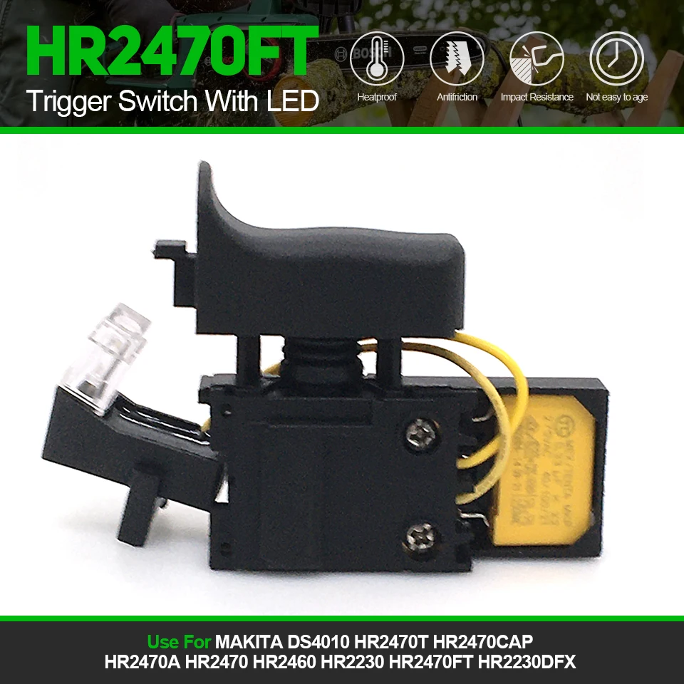 1PC Replace 220V Trigger Switch With LED For MAKITA HR2470T 2470CAP HR2470A HR2470 HR2460 HR2230 HR2470FT HR2230DFX DS4010 Fast