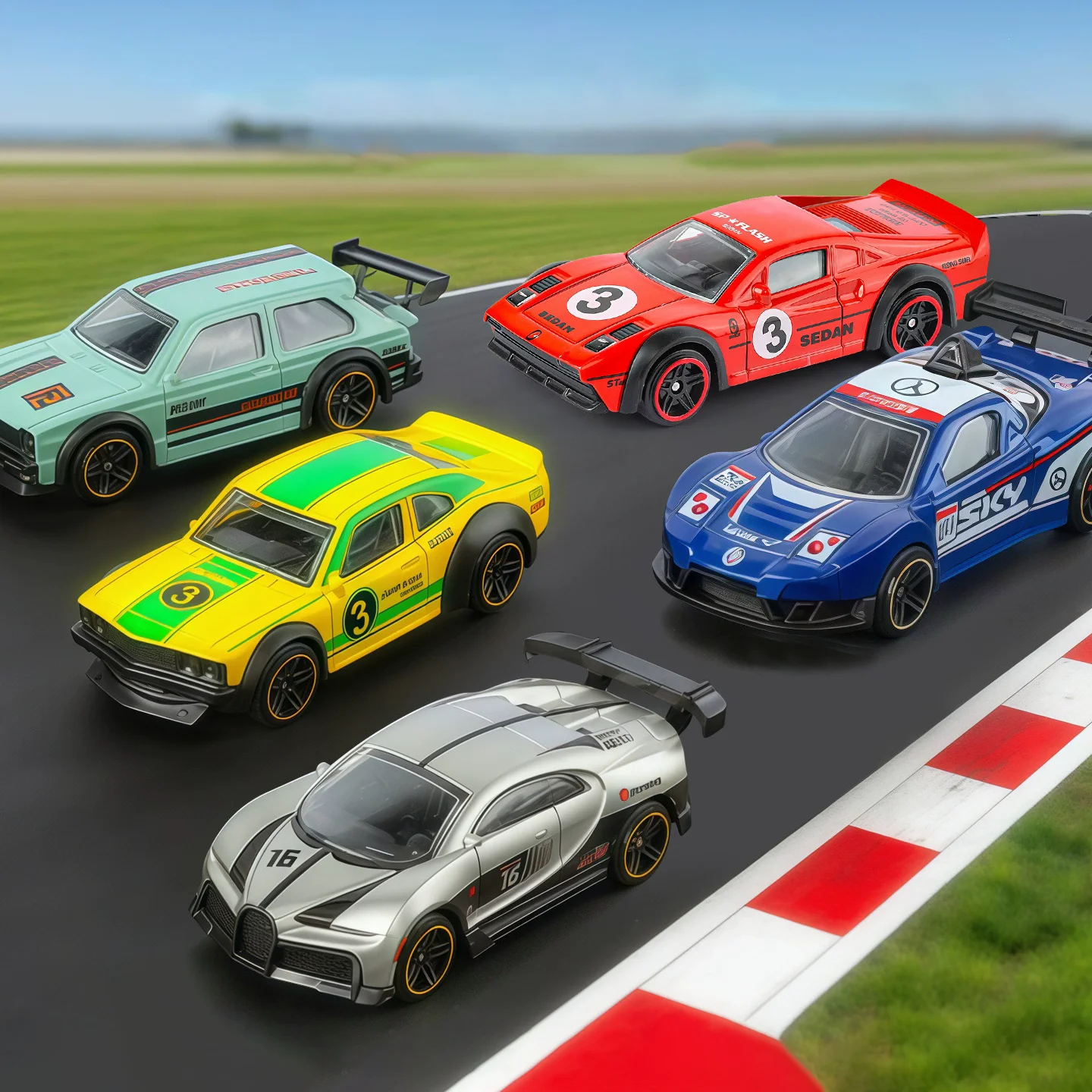 

1:64 Scale Alloy Sports Car Set Model Toy Slide Forward High Simulation Graffiti Metal Cars Series for Children Collection Gifts