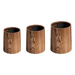 Wood Grain Trash Can Elegant Home without Lid Waste Bin Garbage Container for Bathroom Office Laundry Bedroom Powder Room