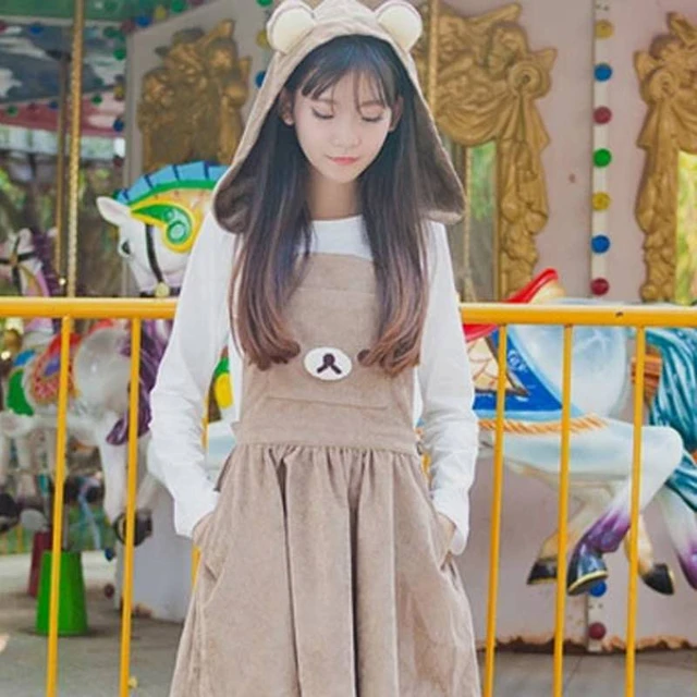 Japanese Kawaii Rilakkuma Lolita Overall Dress Cute Bear Embroidery Hat Ball Gown Harajuku Lolita Dress Harajuku Cute Warm Dress Lolita Collection AliExpress