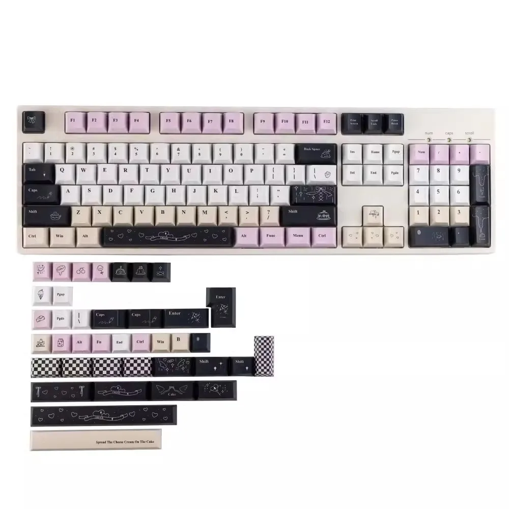 

1 Set Cream Theme Keycaps PBT Dye Sublimation Key Cap Cherry Profile Keycap For MX Switch Keyboards 61 64 68 75 84 87 96 980 104