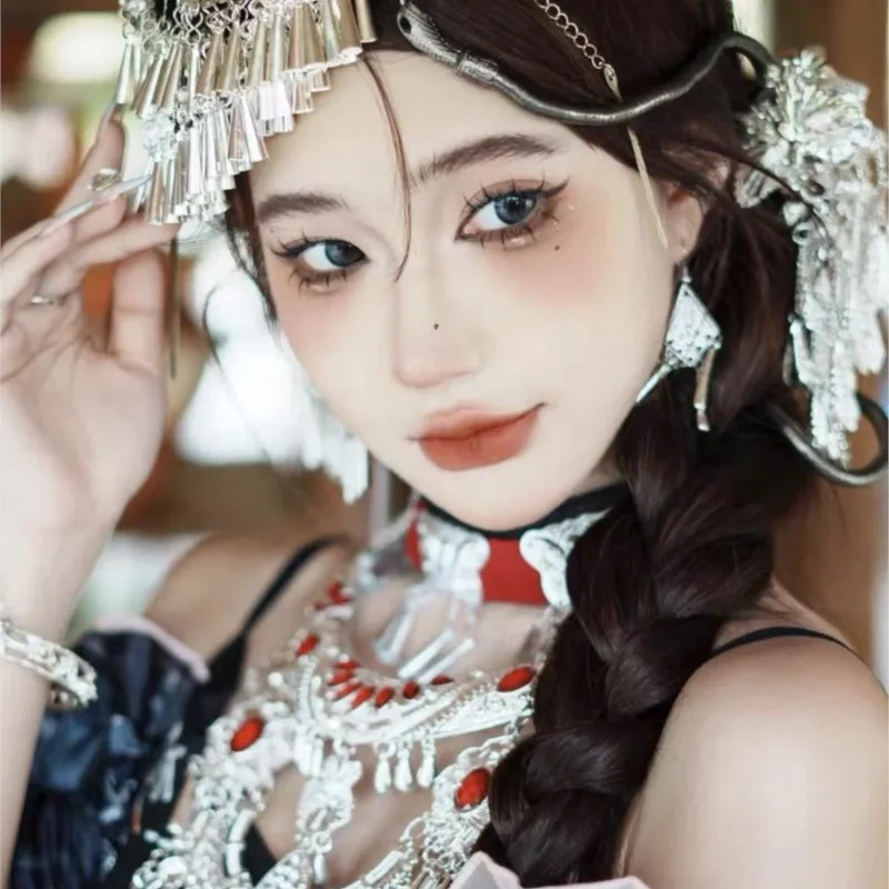 Miao Jiang Shao Women's Hairpin Guizhou Headdress Exotic Ethnic Style Accessories Han Silver Hair