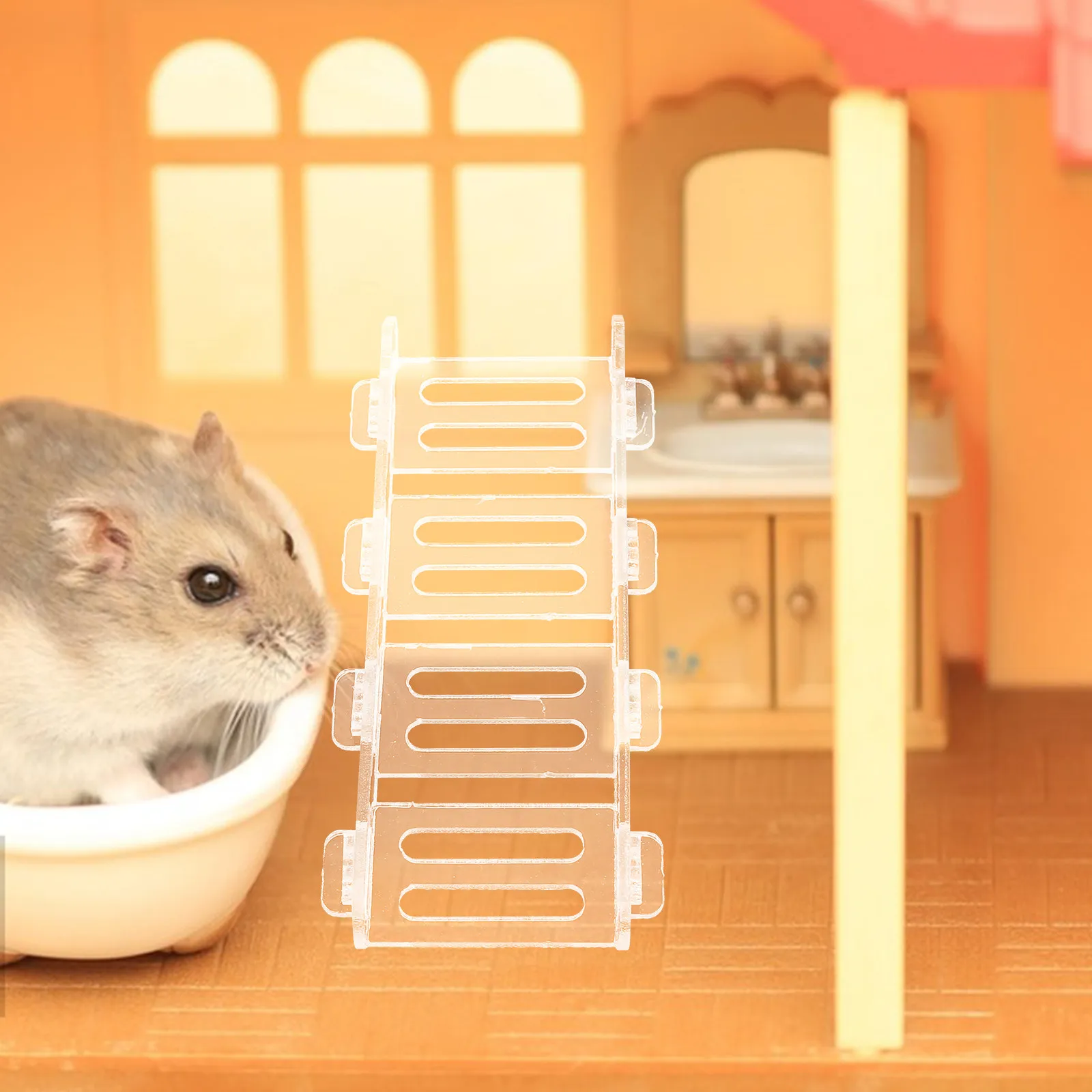 3Pcs Acrylic Transparent Hamster Ladder Set for Small Pets Climbing Play Platform Cage Accessory Sturdy Safe Exercise Fun