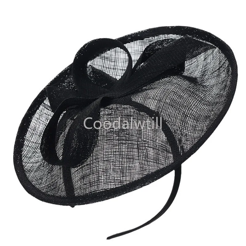 Elegant Wedding Fascinator Hat Women Elegant Evening Derby Headpiece Feather Fancy Flower Linen Chapeau Cap Headband Hair Clip