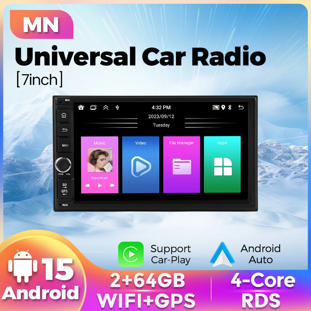 

Автомобильная магнитола Navifly 7" 2Din с Android Auto и CarPlay, универсальный мультимедийный плеер с Wi-Fi и GPS, интеллектуальные автомобильные системы