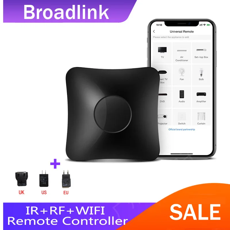 Broadlink RM4 PRO With EU/UK/US Plug IR RF WiFi UNIVERSAL Remote Control Hub Smart Home Automation TV AC Fan Compatible