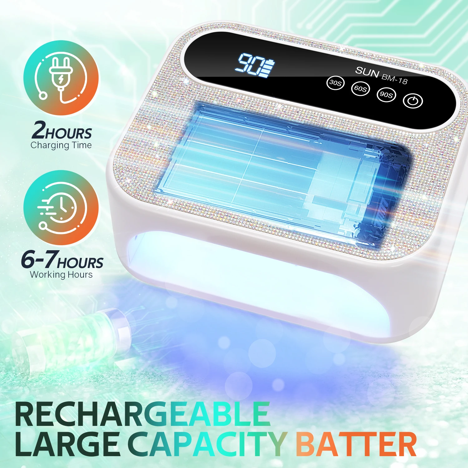 168W UV LED Nail Lamp For Curing Nails Gel Polish 42LEDS Rechargeable Nail Dryer With Auto Sensor Professional Nail Salon Tools