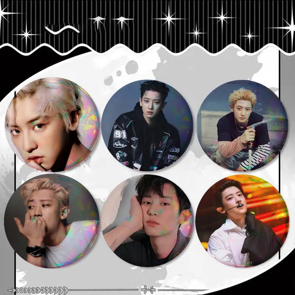 Chanyeol P-Park Chan-yeol For Badge Fashion Laser Holographic Effect Badge Custom Design Metal Lapel Brooch For Backpack Decor