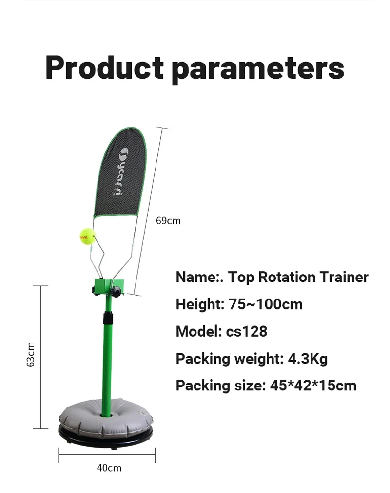 

Portable Tennis Pickleball Trainer Rebound Swing Ball Spin Exerciser for Solo Practice