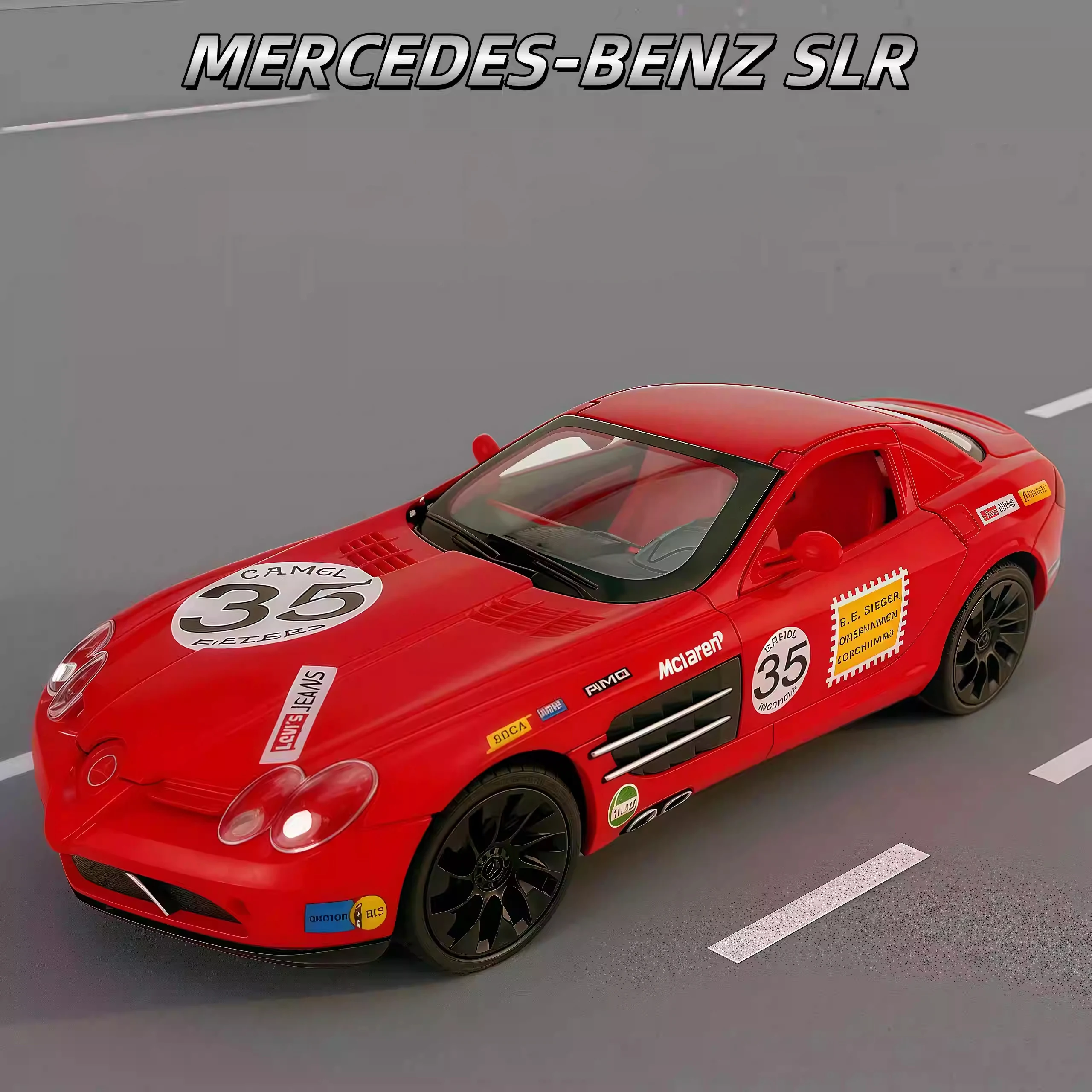 

1:24 Mercedes-Benz SLR, модель автомобиля из сплава, игрушечный автомобиль, литье под давлением, металлическое литье, звуковой и световой автомобиль, игрушки для детей, автомобиль