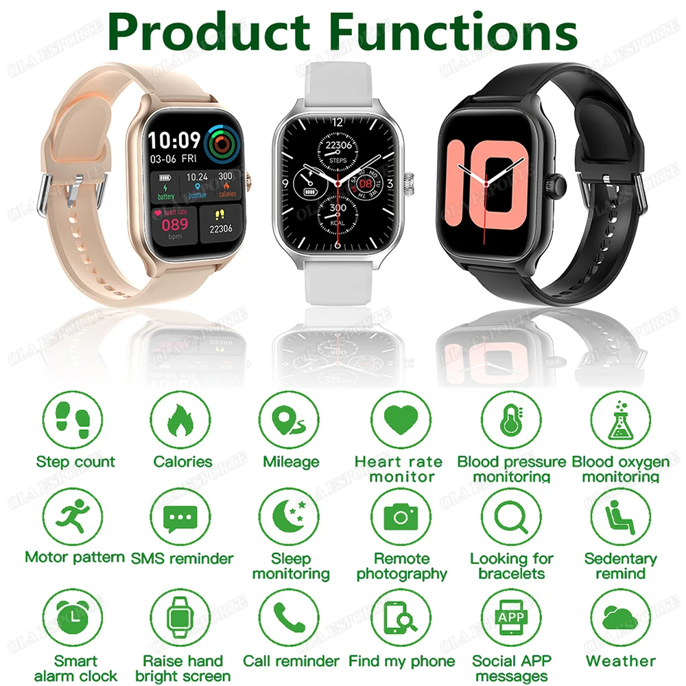 New Smartwatch 2.01" Full Touch Screen Watches For Man Voice Assistant Health Monitoring Sport Fitness Music BT Call Smart Watch