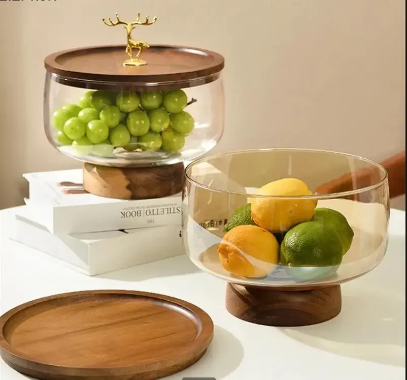 

High Foot Glass Fruit Plate Dried Fruit Plate Candy Box Food Container Organizer Snack Plates Refreshment Tray Dish Salad Bowl